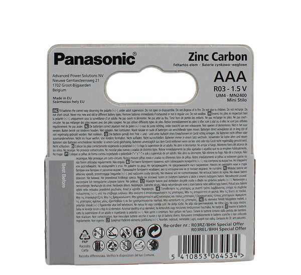 40x AAA Panasonic R03, MN2400 1.5V Zinc Carbon Battery