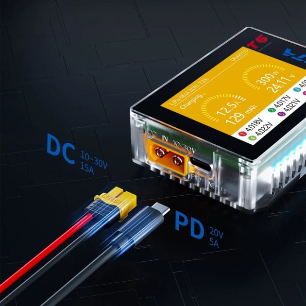 HOTA T6 DC 300W PD 90W 15A 1-6S LiPo Battery Charger