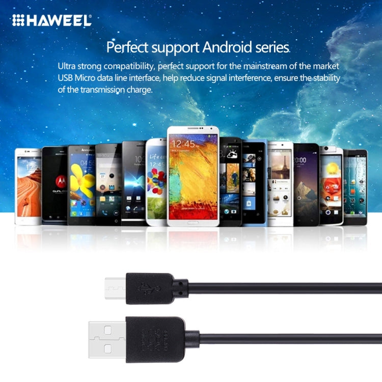 2 PCS HAWEEL 1m High Speed Micro USB to USB Data Sync Charging Cable  Kits For Galaxy, Huawei, Xiaomi, LG, HTC and other Smart Phones