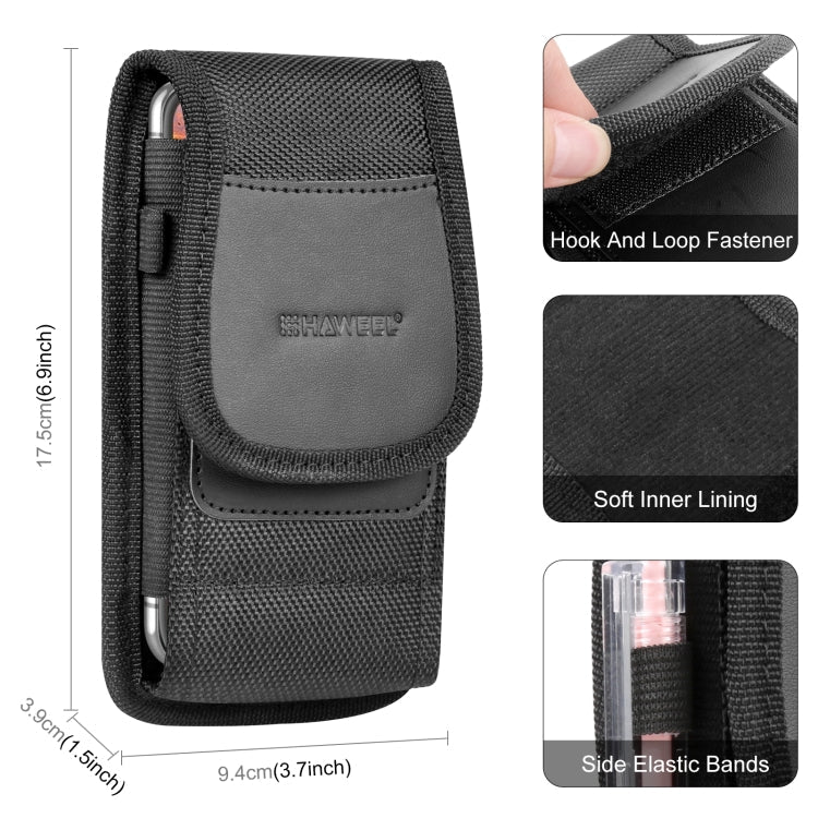 HAWEEL 6.1-6.8 inch Nylon Cloth Phone Belt Clip Carrying Pouch with Card Slot