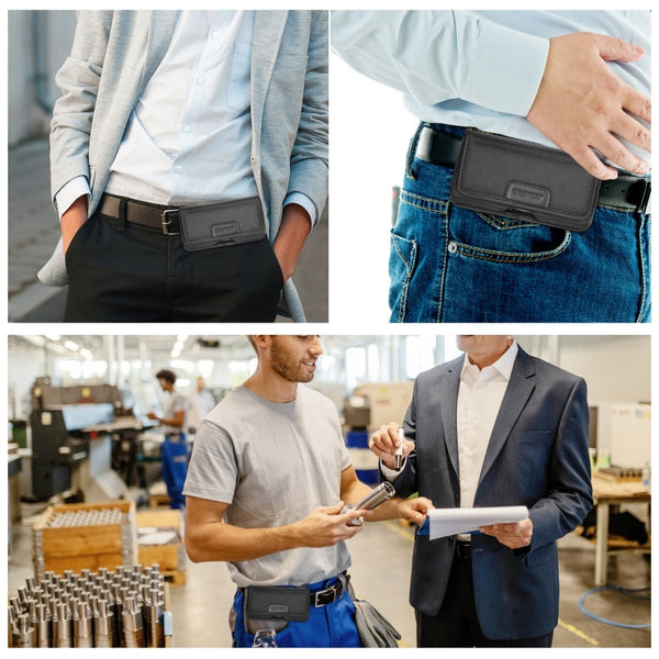 HAWEEL 4.7-6.1 inch Nylon Cloth Phone Belt Clip Horizontal Carrying Pouch with Card Slot