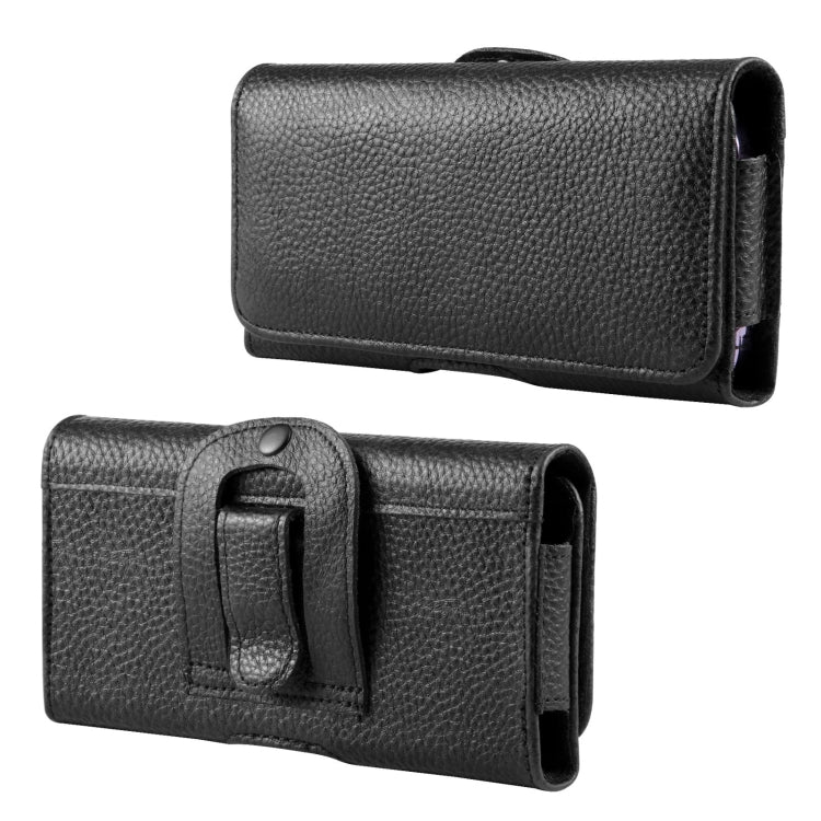 HAWEEL 6.1-6.8 inch Litchi Texture Genuine Leather Phone Belt Clip Horizontal Carrying Pouch, 6.1-6.8 inch