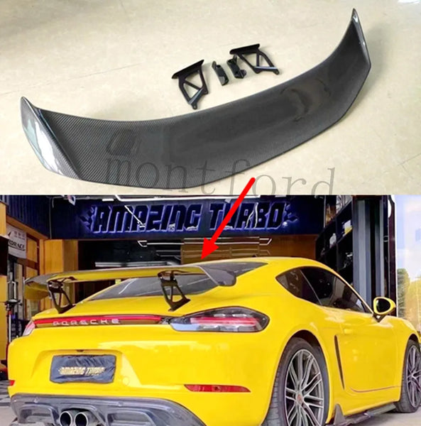 Carbon Fiber & FPR Car Rear Wing Trunk Lip Spoilers For Porsche Cayman 981 718 987 Boxster GT4 2013 2014 2015 2016 2017 2018+