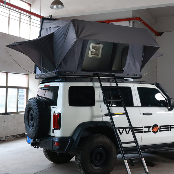 WEIER WERT-006 Aluminium Alloy Hard Shell Rooftop Tent 1-2 Person / 4 Season / 2 Bedrooms - For Car / RV / Pickup / Van / Camper / 4x4 + Ladder + 7cm Mattress + Light / 420d 3000mm