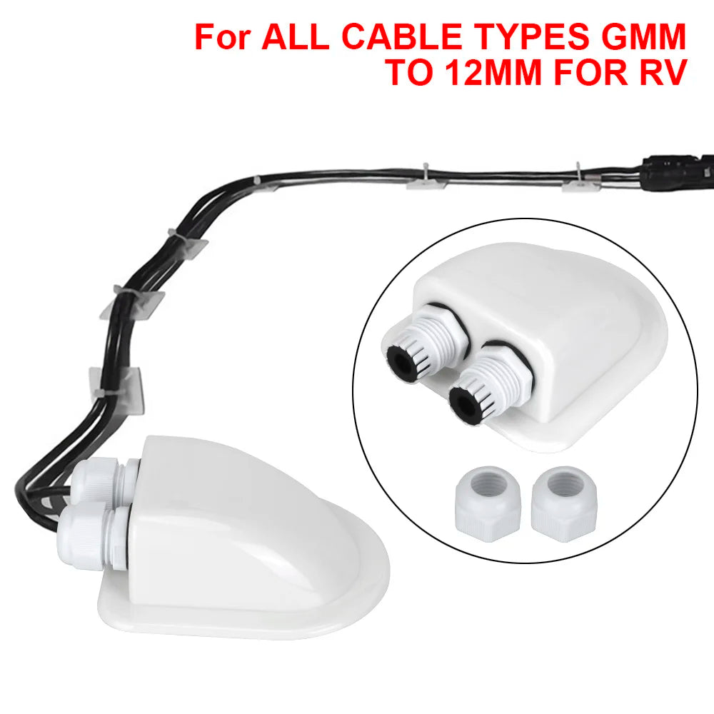 Caravan Solar Car Junction Box Cable Entry Gland Box Roof Wire Entry Cable Connector Holder Dual Hole Automotive Accessories