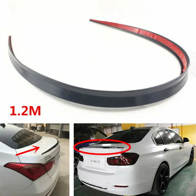 Soft Car Spoiler Sticker Trim Trunk Universal Wing 120cm Black Bonnet Hatch Gate Lightweight Lip PU Roof Flexible