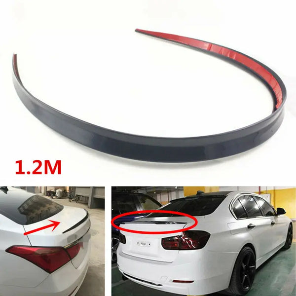 Soft Car Spoiler Sticker Trim Trunk Universal Wing 120cm Black Bonnet Hatch Gate Lightweight Lip PU Roof Flexible
