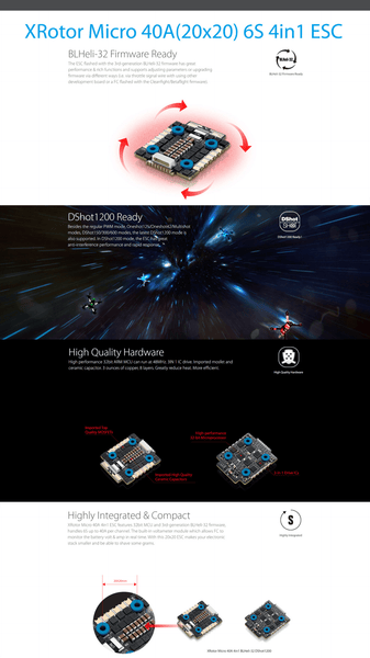 Hobbywing XRotor Micro Combo Stack (F7 FC + 40A BLHeli_32 ESC)