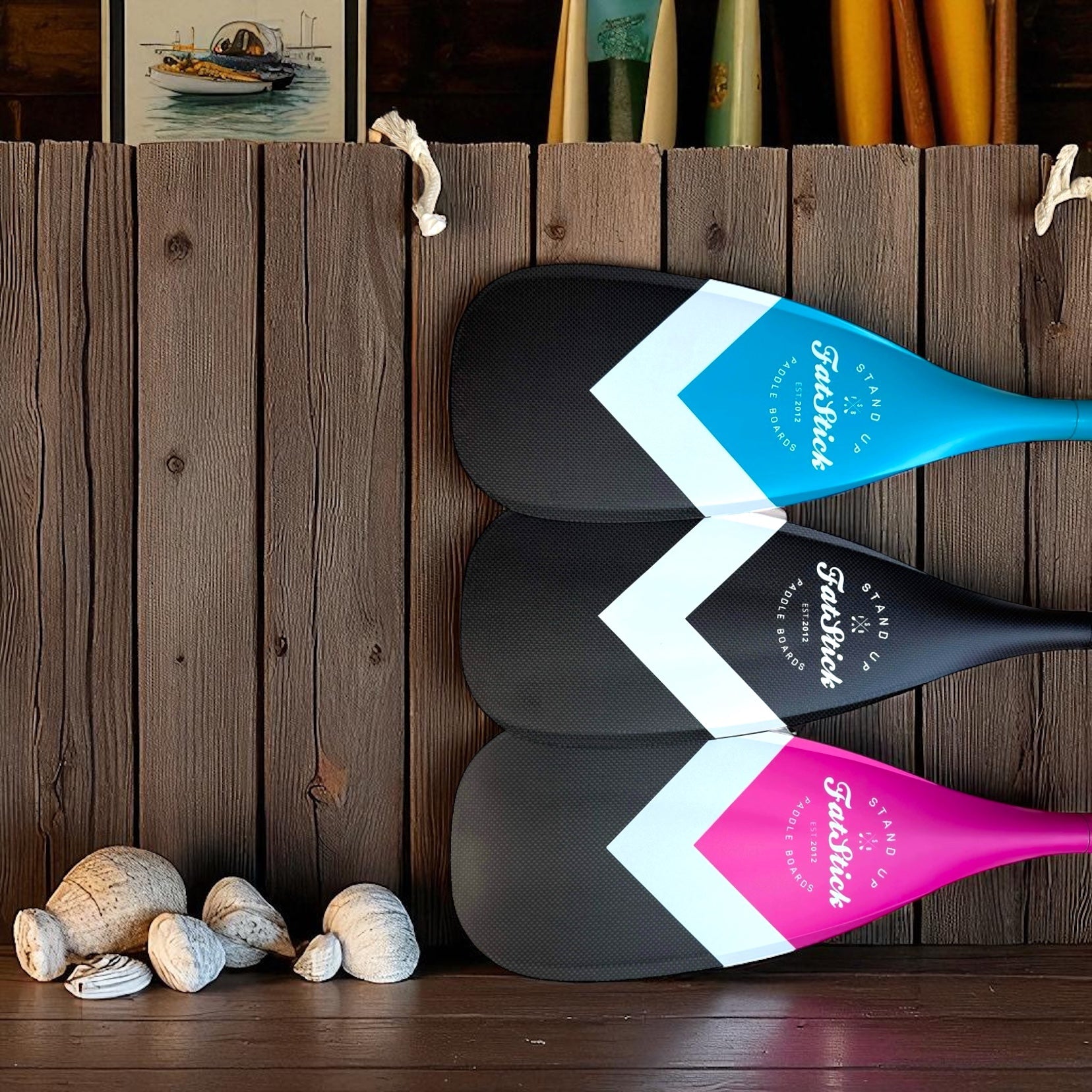 FREE BAG | 3 Piece Full Carbon Paddle Board Paddle - Blue/Pink/Black