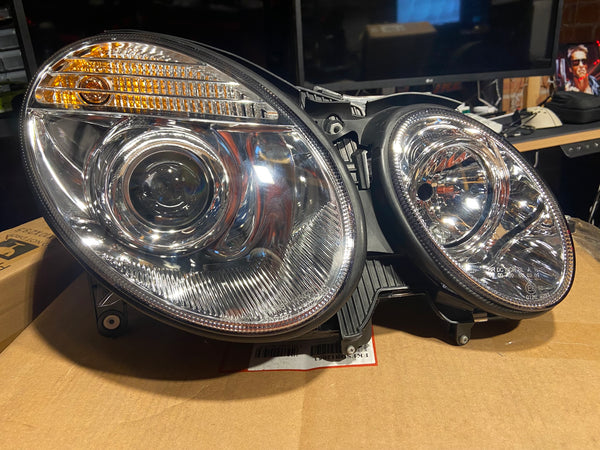 FK LED DRL H1 & D2S XENON Halo Headlights Mercedes E-Class W211 211 02-06 chrome LHD