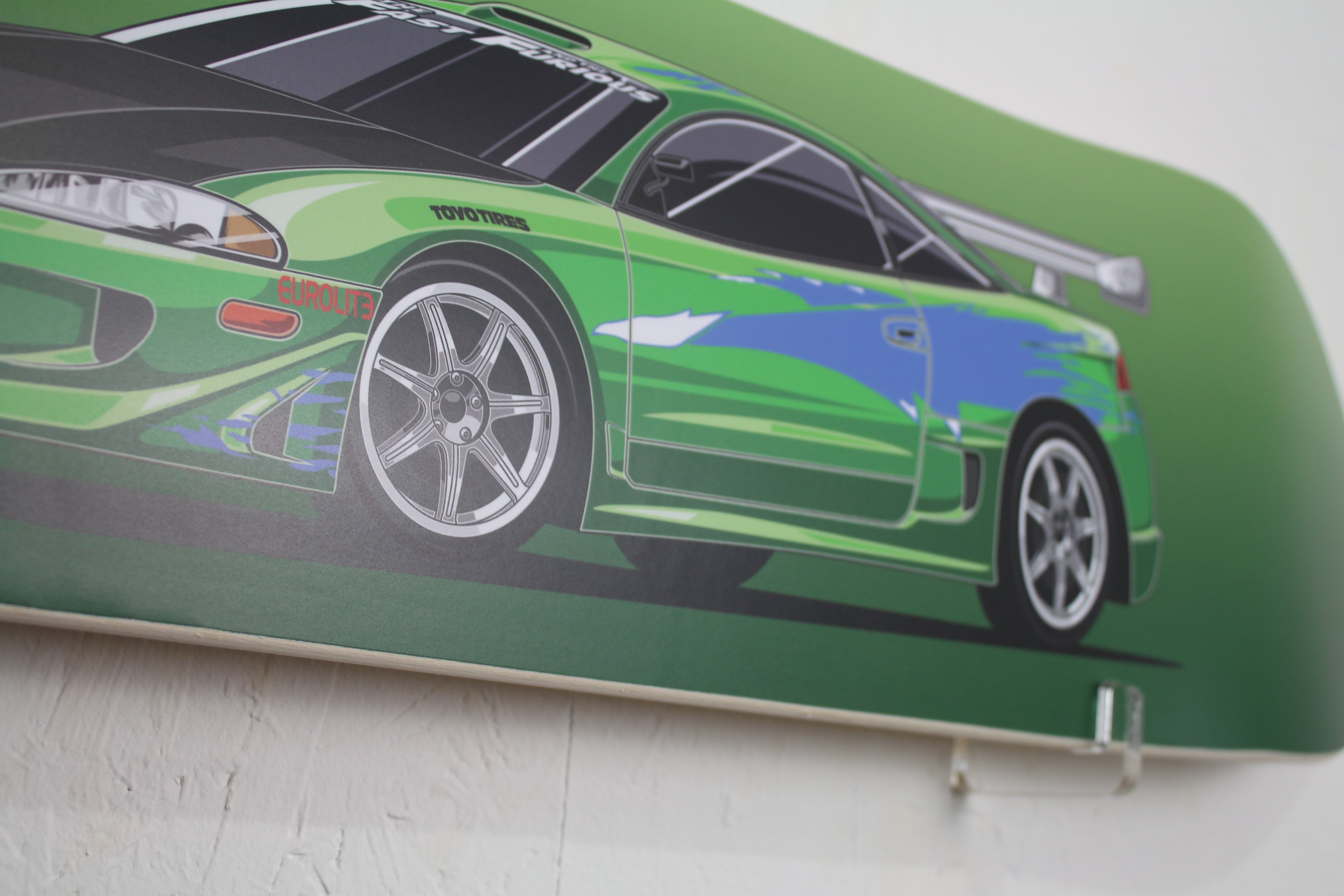 Fast and Furious inspired Mitsubishi Eclipse Skate Deck Wall Art