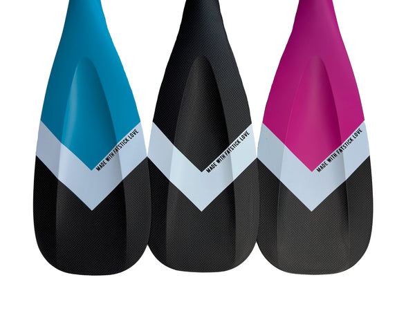 FREE BAG | 3 Piece Full Carbon Paddle Board Paddle - Blue/Pink/Black