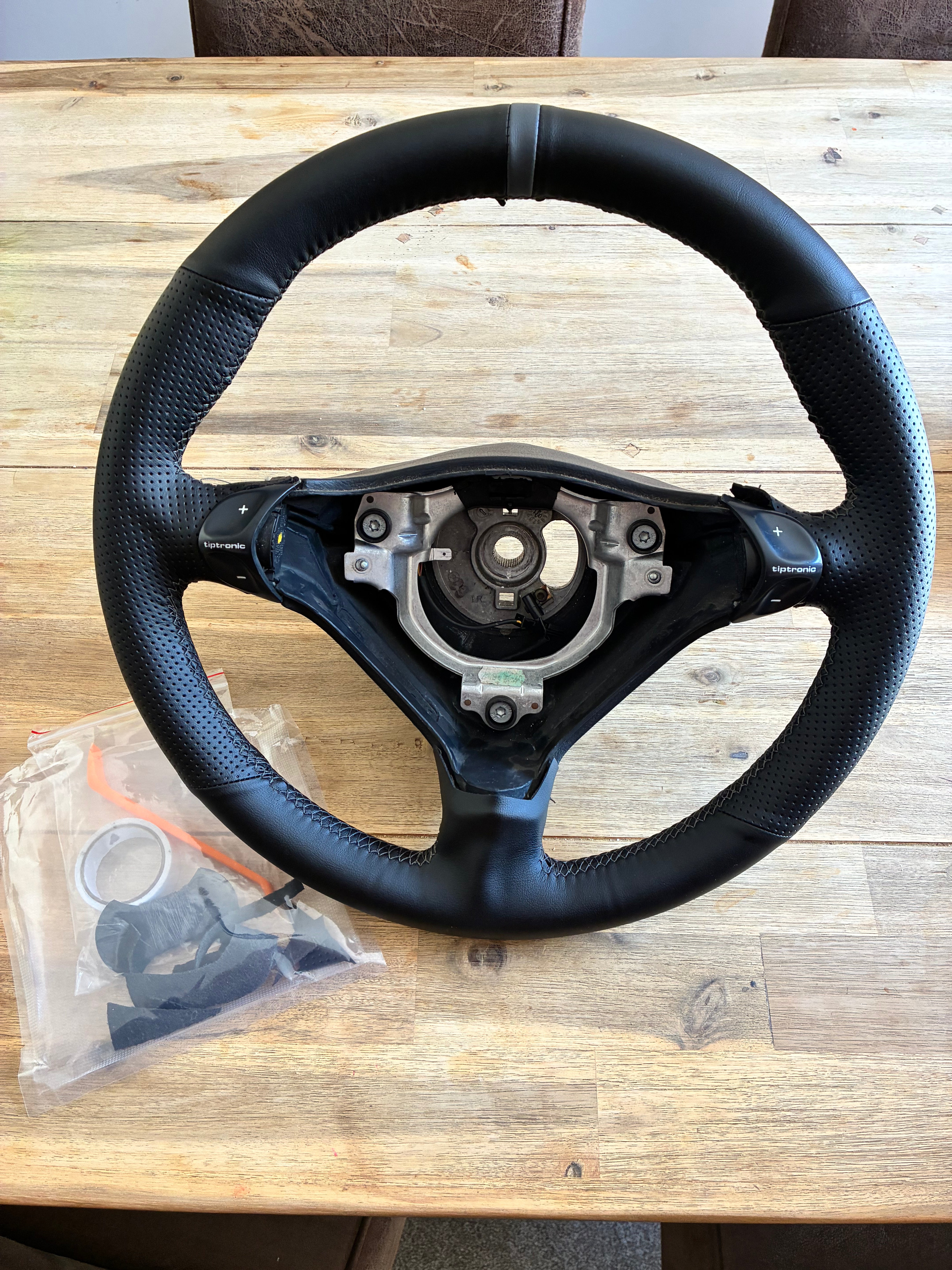 Steering Wheel Cover For Porsche 911 986 996 Boxster S 98-04 Black Perforated Leather Hand Sewn Wrap Cover For Manual Can Fit Tiptronic