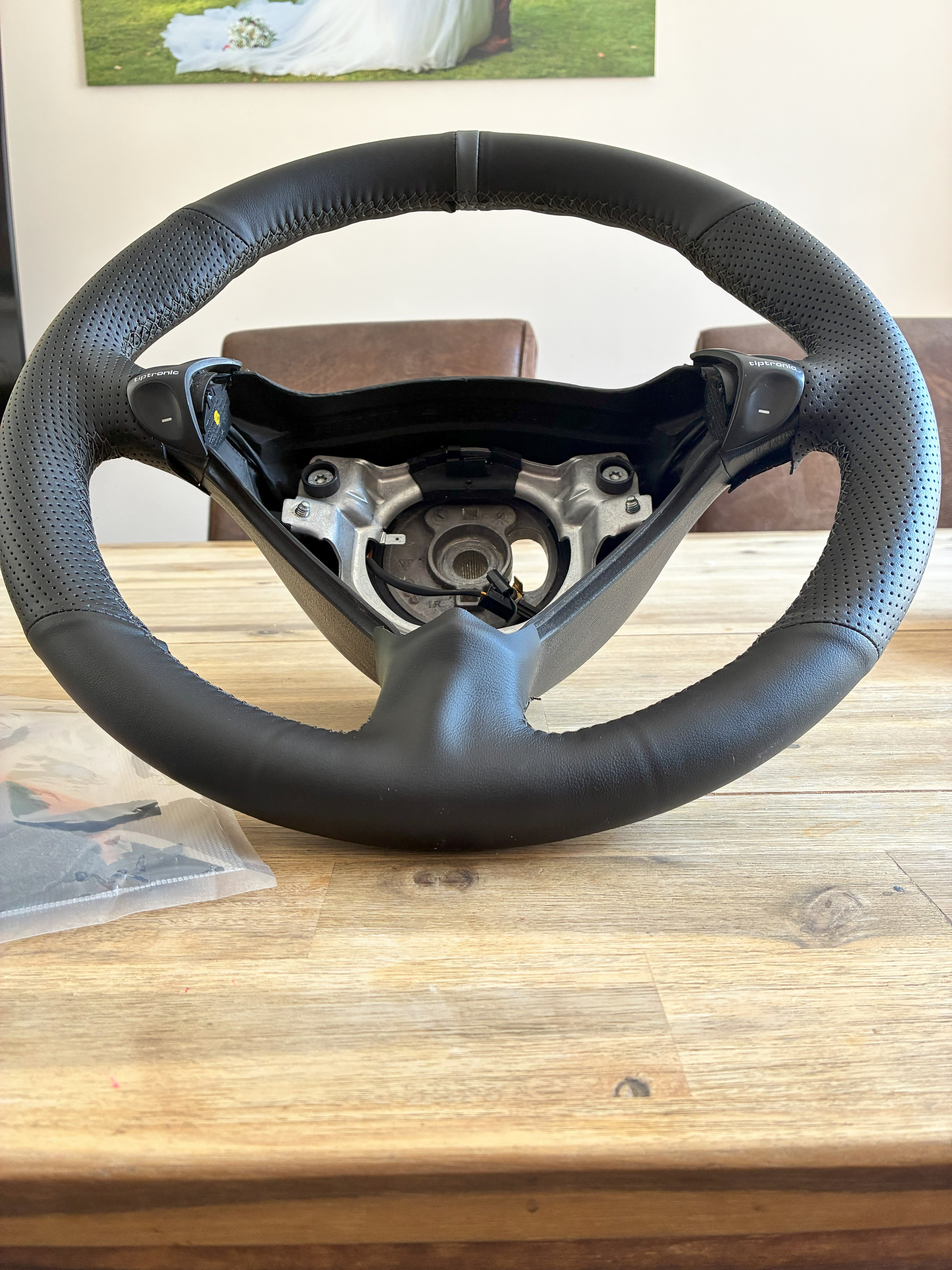 Steering Wheel Cover For Porsche 911 986 996 Boxster S 98-04 Black Perforated Leather Hand Sewn Wrap Cover For Manual Can Fit Tiptronic