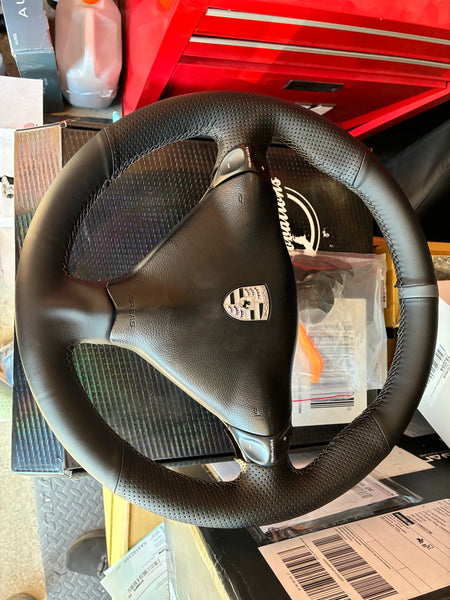 Steering Wheel Cover For Porsche 911 986 996 Boxster S 98-04 Black Perforated Leather Hand Sewn Wrap Cover For Manual Can Fit Tiptronic