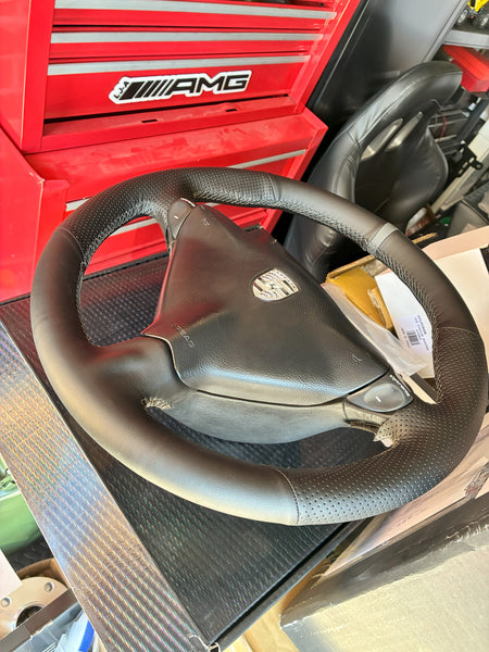 Steering Wheel Cover For Porsche 911 986 996 Boxster S 98-04 Black Perforated Leather Hand Sewn Wrap Cover For Manual Can Fit Tiptronic