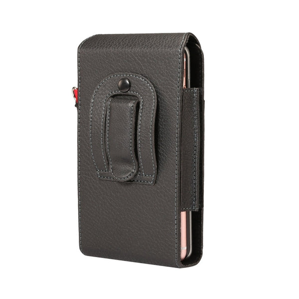 For 6.7 inch and Below Phones Litchi Texture Multifunctional Universal Vertical Flip Upright Double Lattice PU Leather Case Waist Bag with Card Slot & Belt Clip & Lanyard, For 6.7 inch and Below Phones