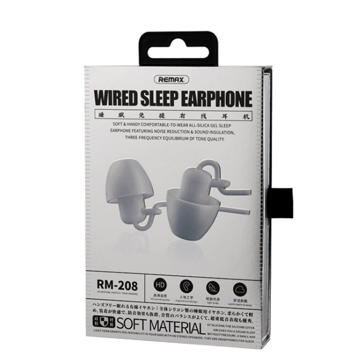 REMAX RM-208 In-Ear Stereo Sleep Earphone with Wire Control + MIC, Support Hands-free