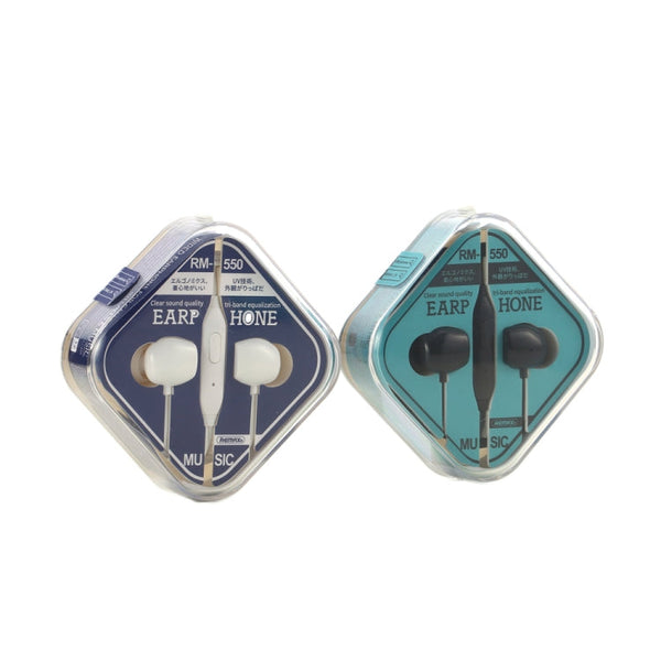 REMAX RM-550 3.5mm Gold Pin In-Ear Stereo Music Earphone with Wire Control + MIC, Support Hands-free