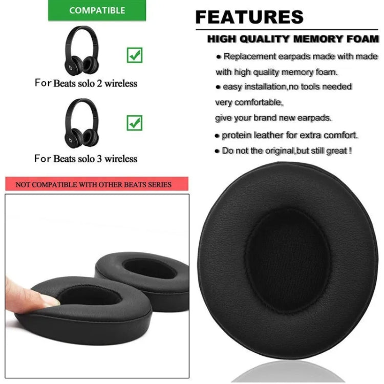 1 Pair Soft Sponge Earmuff Headphone Jacket for Beats Solo 2.0 / 3.0, Bluetooth Version