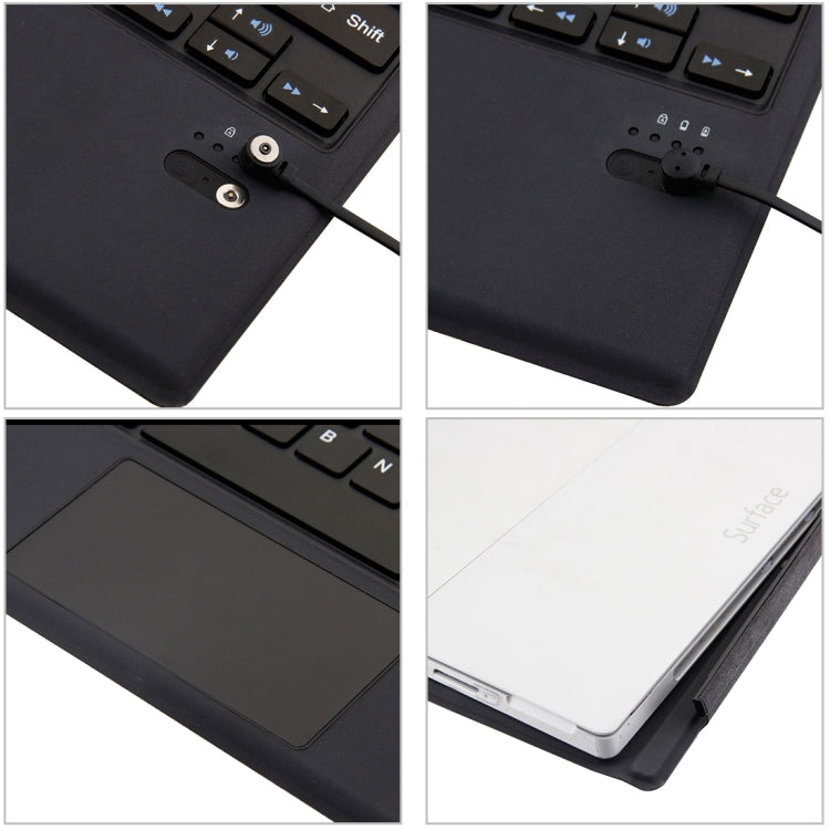 1089A Magnetic Charging Bluetooth V3.0 Keyboard + Microfiber Leather Tablet Case for Microsoft Surface Pro 3 / 4 / 5 / 6(Black)