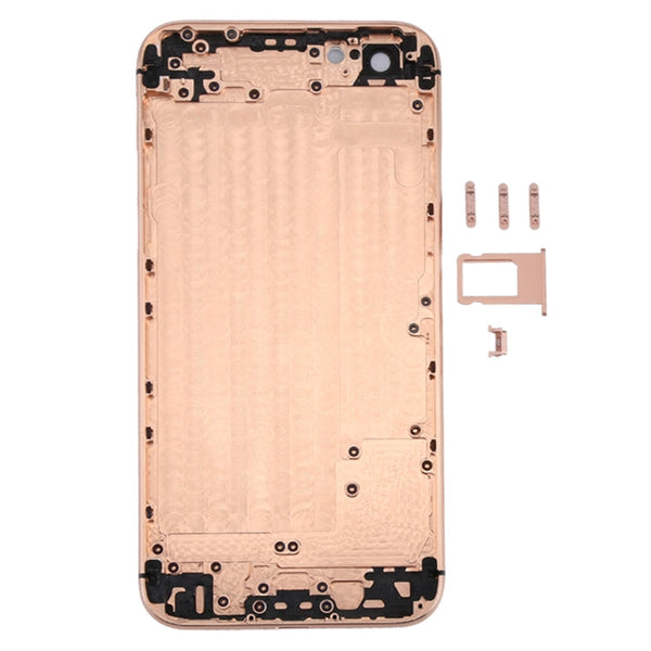 5 in 1 Full Assembly Metal Housing Cover with Appearance Imitation of iX for iPhone 6, Including Back Cover & Card Tray & Volume Control Key & Power Button & Mute Switch Vibrator Key, No Headphone Jack (Gold+White), For iP6 to iPX