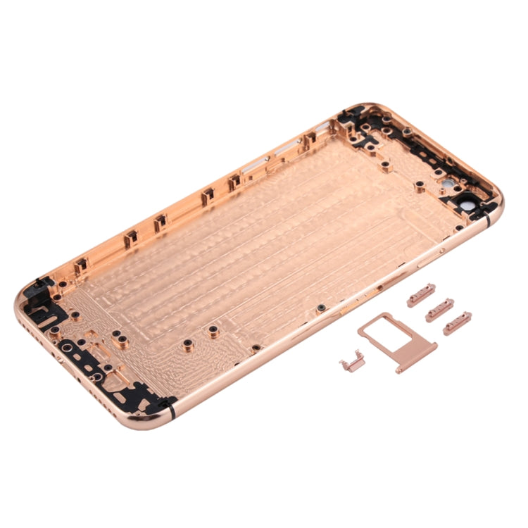 5 in 1 Full Assembly Metal Housing Cover with Appearance Imitation of iX for iPhone 6, Including Back Cover & Card Tray & Volume Control Key & Power Button & Mute Switch Vibrator Key, No Headphone Jack (Gold+White), For iP6 to iPX