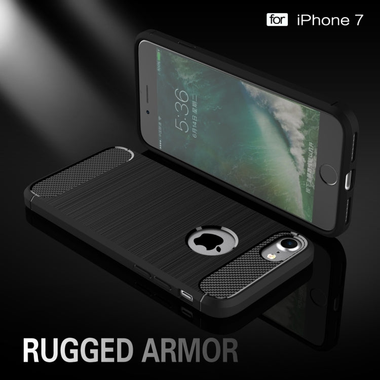For  iPhone 8 & 7  Brushed Texture Fiber TPU Rugged Armor Protective Case, For iPhone 8 & 7