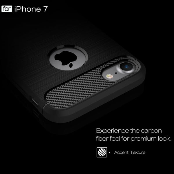 For  iPhone 8 & 7  Brushed Texture Fiber TPU Rugged Armor Protective Case, For iPhone 8 & 7