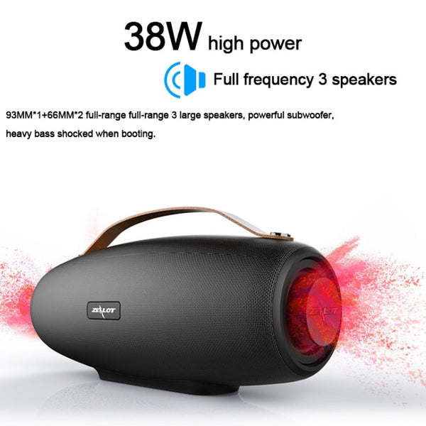 ZEALOT S27 Multifunctional Bass Wireless Bluetooth Speaker, Built-in Microphone, Support Bluetooth Call & AUX & TF Card & 1x93mm + 2x66mm Speakers