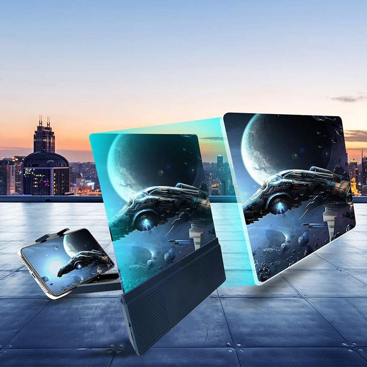 F5 12 inch Universal Mobile Phone Screen Amplifier HD Video Amplifier with Stand & Speaker, Charging Version, 12 inch Charging Version