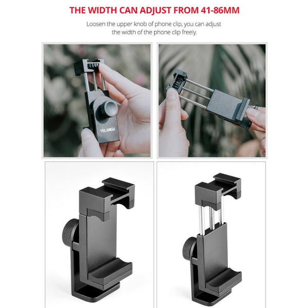 YELANGU PC03 Folding Phone Holder Horizontal Vertical Shooting Phone Clamp Holder Bracket, PC03