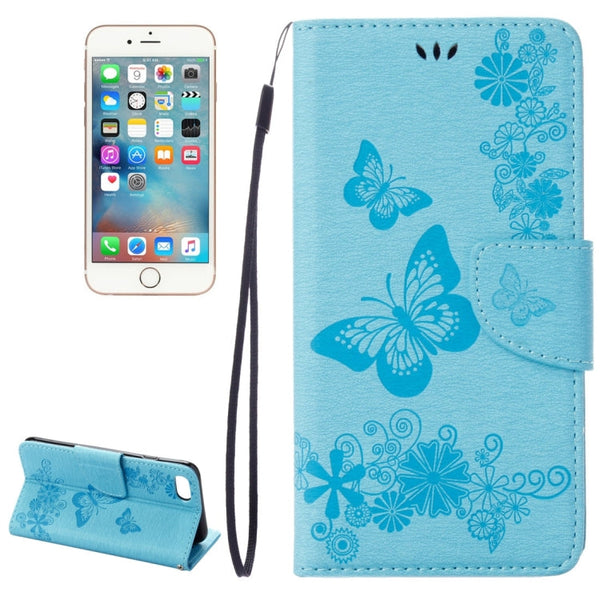 For  iPhone 8 & 7   Pressed Flowers Butterfly Pattern Horizontal Flip Leather Case with Holder & Card Slots & Wallet