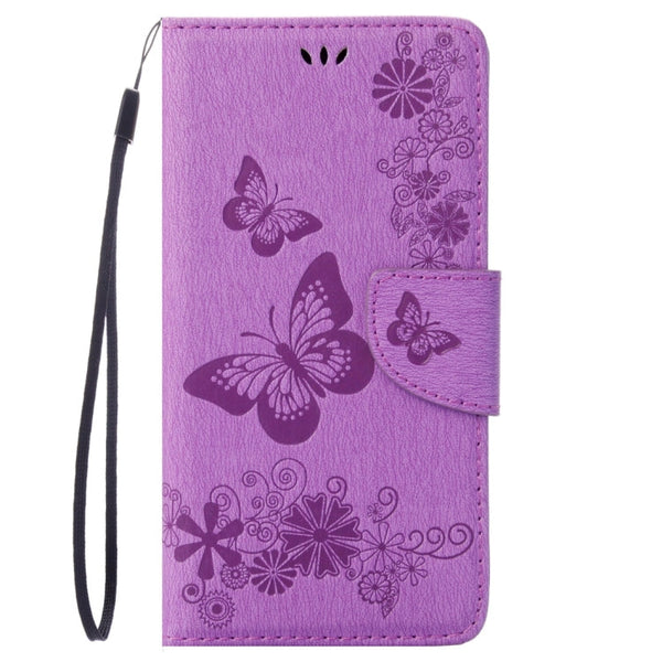 For  iPhone 8 & 7   Pressed Flowers Butterfly Pattern Horizontal Flip Leather Case with Holder & Card Slots & Wallet