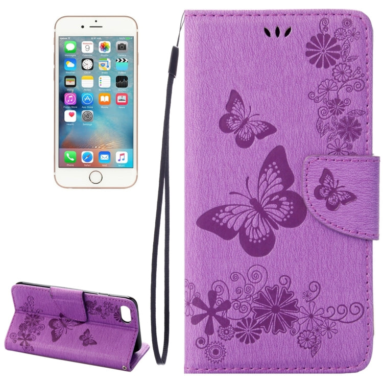 For  iPhone 8 & 7   Pressed Flowers Butterfly Pattern Horizontal Flip Leather Case with Holder & Card Slots & Wallet