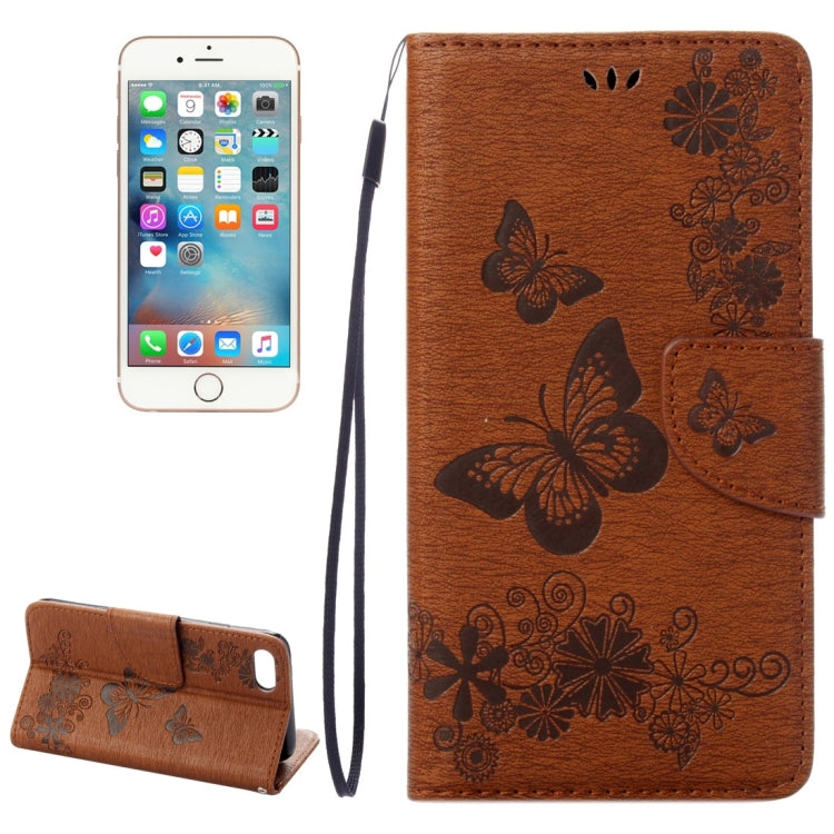 For  iPhone 8 & 7   Pressed Flowers Butterfly Pattern Horizontal Flip Leather Case with Holder & Card Slots & Wallet