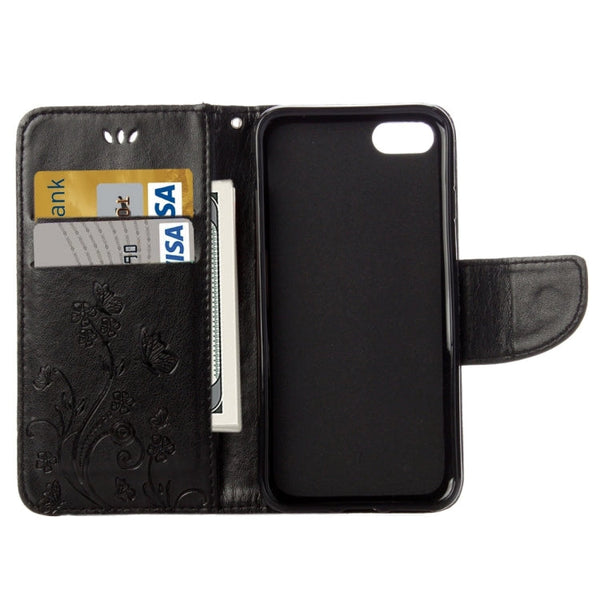 For  iPhone 8 & 7  Pressed Flowers Horizontal Flip Leather Case with Holder & Card Slots & Wallet