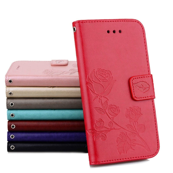 Fro  iPhone 8 & 7  Roses Pressed Flowers Pattern Flip Leather Case with Holder & Card Slots & Wallet