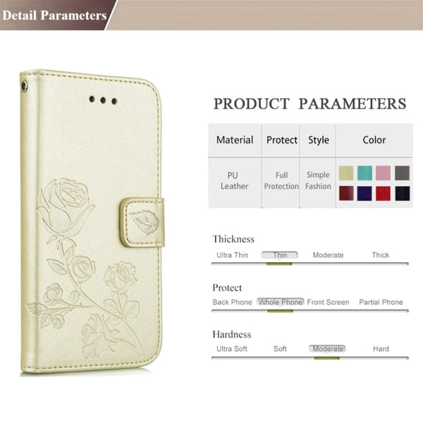 Fro  iPhone 8 & 7  Roses Pressed Flowers Pattern Flip Leather Case with Holder & Card Slots & Wallet