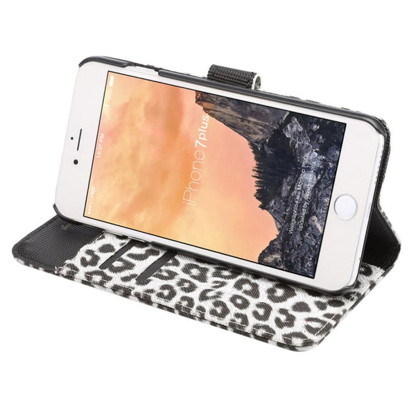 For iPhone 8 Plus & 7 Plus   Leopard Texture Horizontal Flip Leather Case with Holder & Card Slots & Wallet