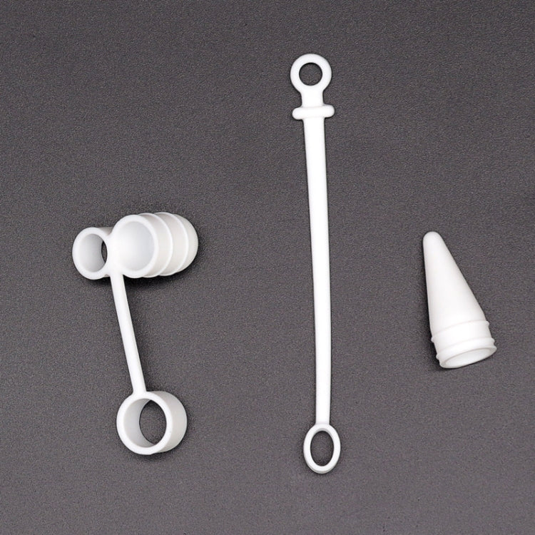 3 in 1 Silicone Protective Cover+Touch Cap Pen+Nip Pen Case For Apple Pencil, Grey, White