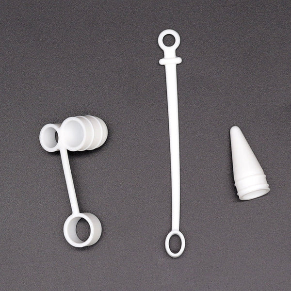 3 in 1 Silicone Protective Cover+Touch Cap Pen+Nip Pen Case For Apple Pencil, Grey, White