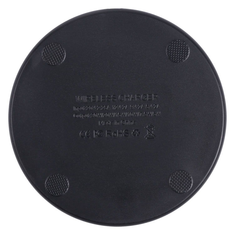 10W QI Plaid Pattern Round Plastic Wireless Charger, Plastic