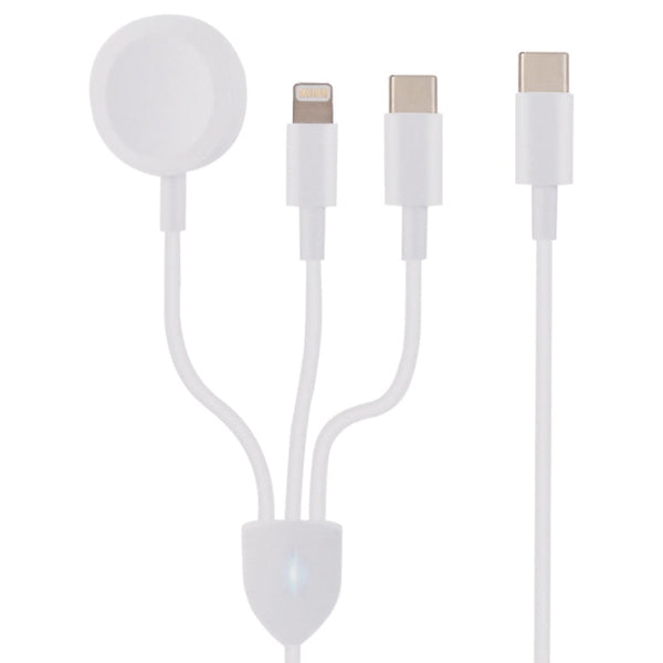 3 in 1 USB-C / Type-C to 8 Pin + USB-C / Type-C + Magnetic Watch Wireless Charger Data Cable, Cable Length: 1.2m, 3 in 1