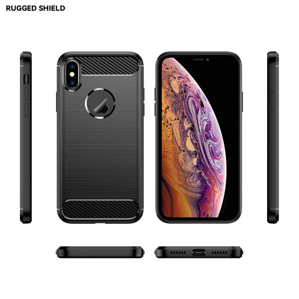 For iPhone X / XS Carbon Fiber TPU Brushed Texture Shockproof Protective Back Cover Case, For iPhone X / XS