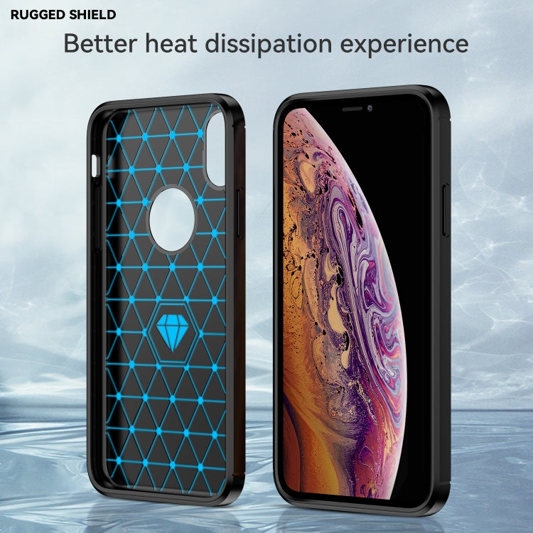 For iPhone X / XS Carbon Fiber TPU Brushed Texture Shockproof Protective Back Cover Case, For iPhone X / XS