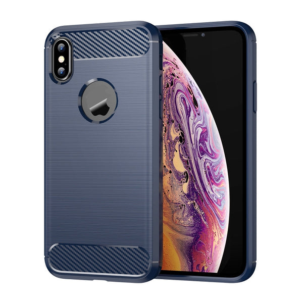 For iPhone X / XS Carbon Fiber TPU Brushed Texture Shockproof Protective Back Cover Case, For iPhone X / XS