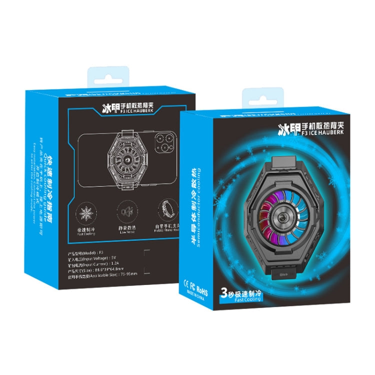 MB-F3 Mobile Phone Live Broadcast Gaming Semiconductor Radiator Back Clamp Cooling Fan, MB-F3