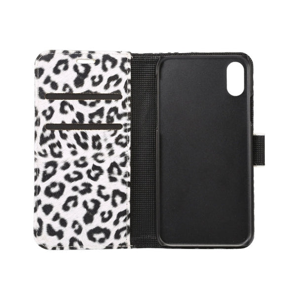 For iPhone X Leopard Pattern PU + PC Horizontal Flip Leather Protective Case with Holder & Card Slots
