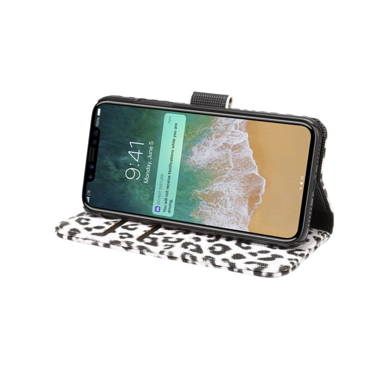 For iPhone X Leopard Pattern PU + PC Horizontal Flip Leather Protective Case with Holder & Card Slots
